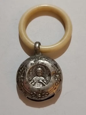 Collection Hochet Ancien Bébé Argent Poinçon Art nouveau/déco Baptême Chérubin - Photo 1/4