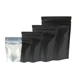 100/500 Black & Frosted Window Mylar Foil Stand Up Pouch Food Packaging Pouches - Picture 1 of 12