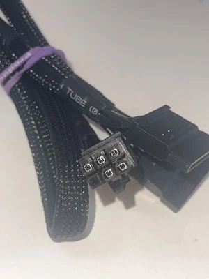 Genuine EVGA Sleeved 6-Pin to 3x SATA SSD/HDD Drive PC Power Supply Cable - Image 1 of 3