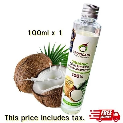 TROPICANA Virgin Coconut Oil Organic Extra Cold-Pressed 100 ml 3.38 oz x 1pcs. - Image 1 of 4
