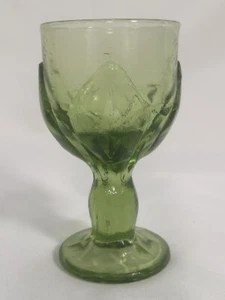 Tiffin Franciscan Glass ~ GREEN CABARET WINE GOBLET ~ 5 1/2" Lotus Leaf Design - Picture 1 of 17