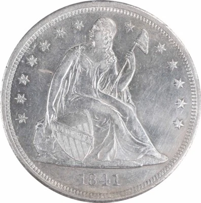 Dólar de plata Liberty Seated 1841 elección AU sin certificación #320 Foto 1 de 2