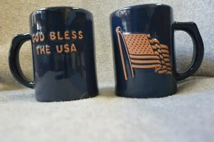 FRANKO POTTERY  Mugs  GOD BLESS THE USA - Picture 1 of 2
