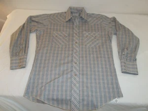 Vtg UNWORN 1960's H-BAR-C PLAID PEARL SNAPS 2 POCKET BUTTON SHIRT Fits L - Picture 1 of 21