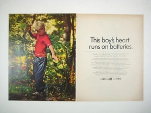 Vintage General Electric  Print AD 2 Page Boys Heart Runs On Batteries 1960s GE - Picture 1 of 2