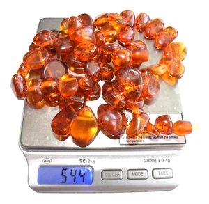 โ
60cm = 54gr RUSSIAN SOVIET BALTIC AMBER BEAD NECKLACE ็ฅ็ BRACELET STONE PENDANT - Picture 1 of 24