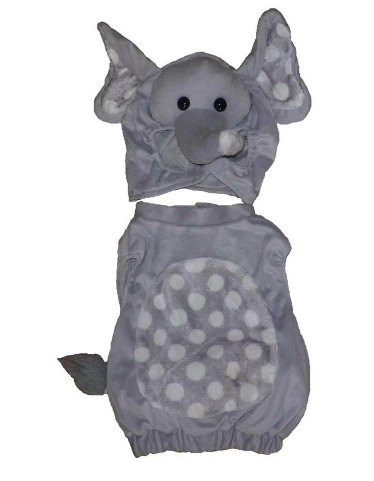 Baby ELEPHANT 2 Pc Costume Size 0-9 Mo NWT Boys Girls Bubble Vest Gray Hood - Image 1 of 1
