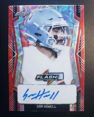 2022 Leaf Flash * Commanders SAM HOWELL PORTRAIT RED KALEIDOSCOPE AUTO #d 1/3 - Image 1 of 3
