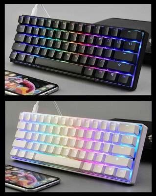 MARKENLOS 61 Tasten Mechanische Gaming-Tastatur verkabelt RGB LED-beleuchtete Ergonomisch