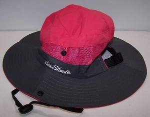 SunShade Girls Foldable Mesh Wide Brim Sun Hat w/Ponytail Hole WATERMELON RED - Picture 1 of 6