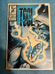 Tool & Die Flashpoint Comics variante azul #1 firmado por Peter M. Caravette 1994 - Imagen 1 de 4