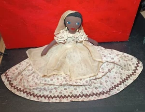 Vintage Large 14" OLD Handmade Black Rag HALF DOLL African American Painted Face - Picture 1 of 11