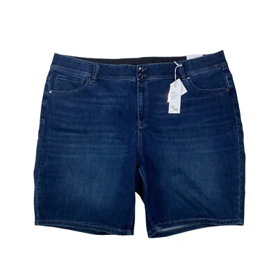 Bermudas de jean de tiro alto Lane Bryant para mujer talla grande 28 elásticas esenciales Foto 1 de 4