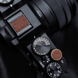 Camera Shutter Button+Hot Shoe Cover Real Leather Fit For Fujifilm Canon Olympus - Picture 1 of 24