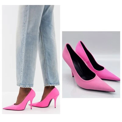 Balenciaga Knife 110mm Pionted Toe Heel Pump Pink Jersey Spandex 36.5 US6.5 $975 - Image 1 of 4