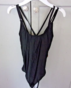 Kanu Surf Girls Reese UPF 50 One Piece Pull On Swimsuit Black Cross Back Size 16 - Picture 1 of 3