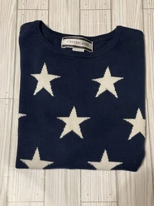 Crystal-Kobe USA flag Red/White/blue Summer Short Sleeve Sweater Medium - Picture 1 of 4