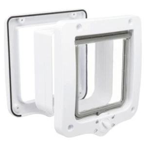 Trixie Cat Flap 4-Way Door with Tunnel White Plastic Silent Lockable 20 x 22cm - Picture 1 of 12