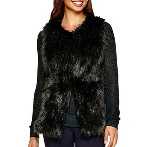 i jeans by Buffalo Sleeveless Faux-Leather and Faux-Fur Vest Size L Msrp $90.00 - Picture 1 of 2