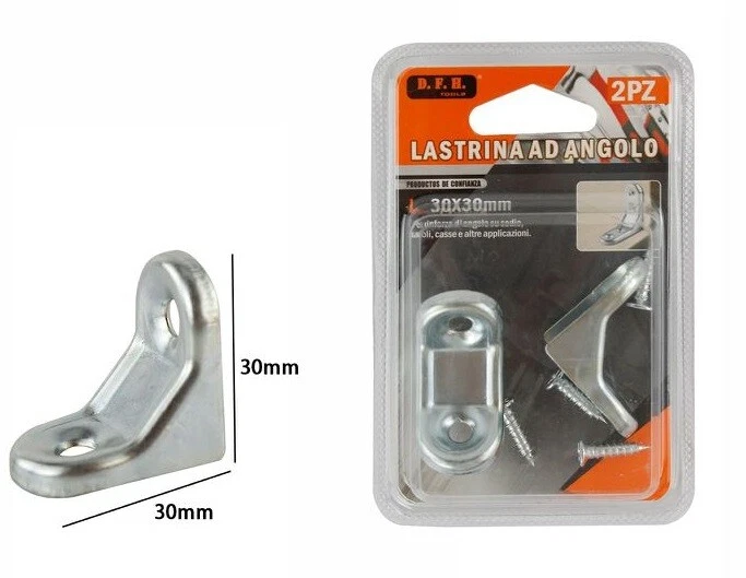 Set 2 Pezzi Lastrina Ad Angolo 30x30mm Sostegno Staffa Angolare dfh - Immagine 1 di 1