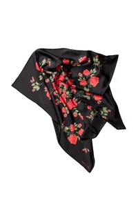 Magda Butrym X H&M - ROSE PRINTED BLACK SILK SCARF - NEW HM NWT Floral - Picture 1 of 1