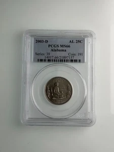 2003-D Alabama State Quarter 25c PCGS MS66 - Picture 1 of 4