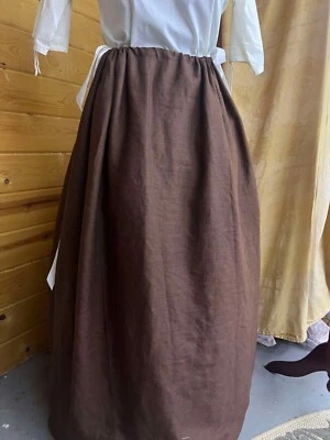 Historical Reenactment brown linen drawstring skirt - Image 1 of 4