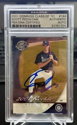 Scott Podsednik 2001 Donruss Class of 2001 Rookie Card PSA/DNA autógrafo assinado - Imagem 1 de 4