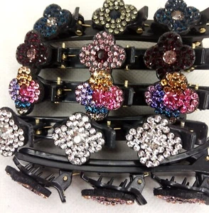 5Pcs Sparkling Crystal Stone Braided Hair Clips With Rhinestones , NEW - Picture 1 of 8