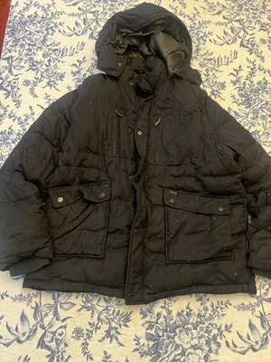 TUMI Men’s Down Parka Wool Cashmere Black Jacket Vest Convertible XL Hooded - Image 1 of 4