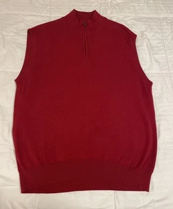 F/X Fusion Men's XXL Red Sweater Vest 1/4 Zip Cotton Blend EUC Golf Classic Dad - Picture 1 of 9