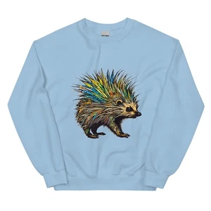 "Psychedelic Porcupine" Unisex Sweatshirt Trippy Wildlife Nature Quills Spines - Bild 1 von 8
