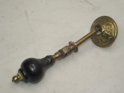 vintage antique drawer knob pull handle dangle hinge wood ornate brass trim - Image 1 of 4