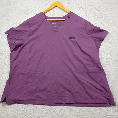 Jaanuu Scrub Top Women's 3X Purple V-Neck 3 Pocket Stretch Modern Fit - Image 1 of 4