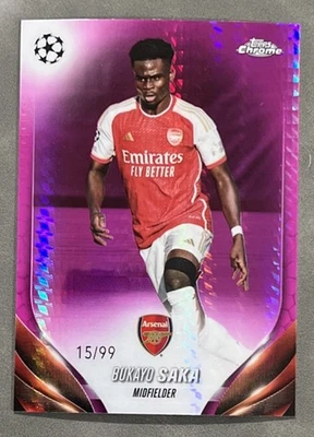 2024 Topps Chrome UEFA Chamions League Hyper Pink - Bukayo Saka 15/99 SP - #148 - Image 1 of 3