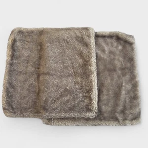 Pottery Barn Faux Fur Throw Pillow Covers 18x18 Rustic Cabin Lodge Winter Set - Picture 1 of 6