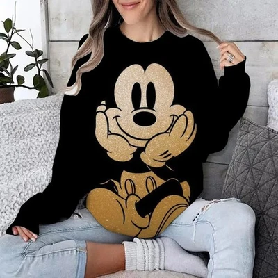 Disney Mickey Mouse Cartoon Fall Harajuku Crewneck Unisex Long Sleeve Sweatshirt - Image 1 of 4