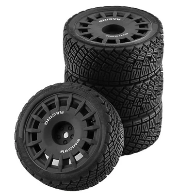 4x Pneus e Rodas de Rally Aro 12mm Hex Para Tamiya HSP HPI RC 1:10 Carro de Corrida de Estrada - Imagem 1 de 4