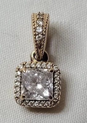 Pandora Elegancia atemporal ALE R Rosa Cuadrada Circonita cúbica Dije Colgante Foto 1 de 4