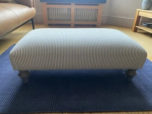Cox &Cox Reine Ottoman /Footstool French Blue Striped Hand made Brand new - Picture 1 of 9