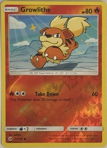Growlithe 2017 Sun & Moon Reverse Holo Pokemon Card 21/149 (NM) - Picture 1 of 2