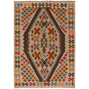Amazing Hand Knotted Vintage Turkish Kilim Kilm Wool Area Rug 6 x 4.2 ft - Picture 1 of 10