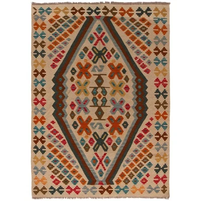 Amazing Hand Knotted Vintage Turkish Kilim Kilm Wool Area Rug 6 x 4.2 ft - Image 1 of 4