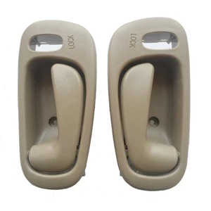 Fit 98-02 Toyota Corolla Chevy Prizm Inside Beige Left Right Hole Door Handle X2 - Picture 1 of 5