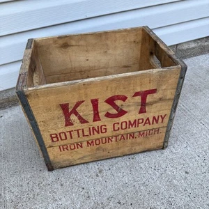 VINTAGE DRINK ORANGE KIST WOODEN SODA BOTTLE CRATE Iron Mountian Michigan Nice 2 - Picture 1 of 9