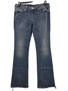 True Religion Denim Blue Jeans Womens Low Rise 32x33 Distressed Y2K Vtg - Picture 1 of 11