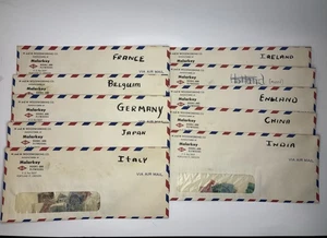 Huge Lot of 10 AIR MAIL Postal History Covers And Random Collected World Stamps - Picture 1 of 13