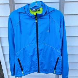 New Balance Athletic Running Coat Light Jacket Medium Blue Women's Zip Off Hood - Picture 1 of 10