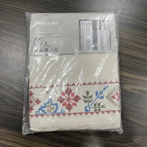 Ikea Birgit Ljuv 39" x 98" Fabric Curtain Panel Set Embroidered Multi-Color NEW - Picture 1 of 7