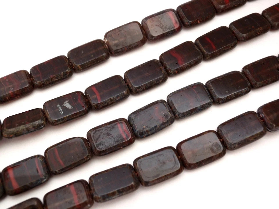 10 12 x 8mm Polished Rectangles: Hurricane Glass - Rustic Cheyenne Autumn - Image 1 of 1